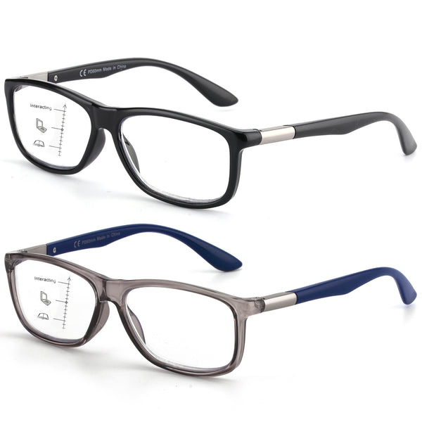 2-Pack TR90 Lightweight Reading Glasses – Progressive Multifocus Design 2408