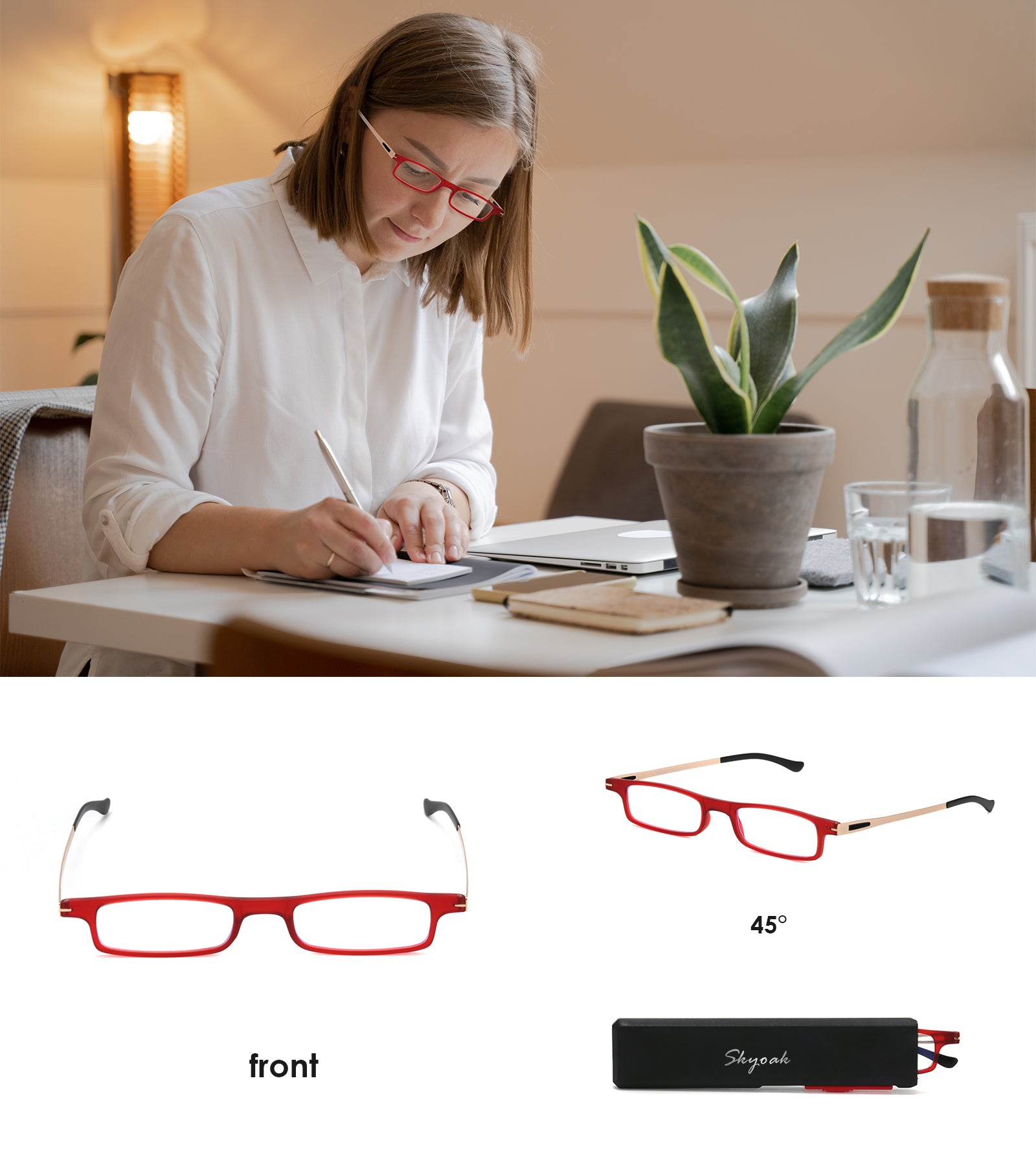 Alexander Folding Reader anti-blue compact red glasses tr90 skyoak 5309