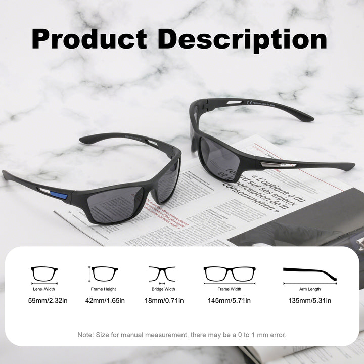 Bifocal reading sunglasses men 2 pack driving cycling 2421