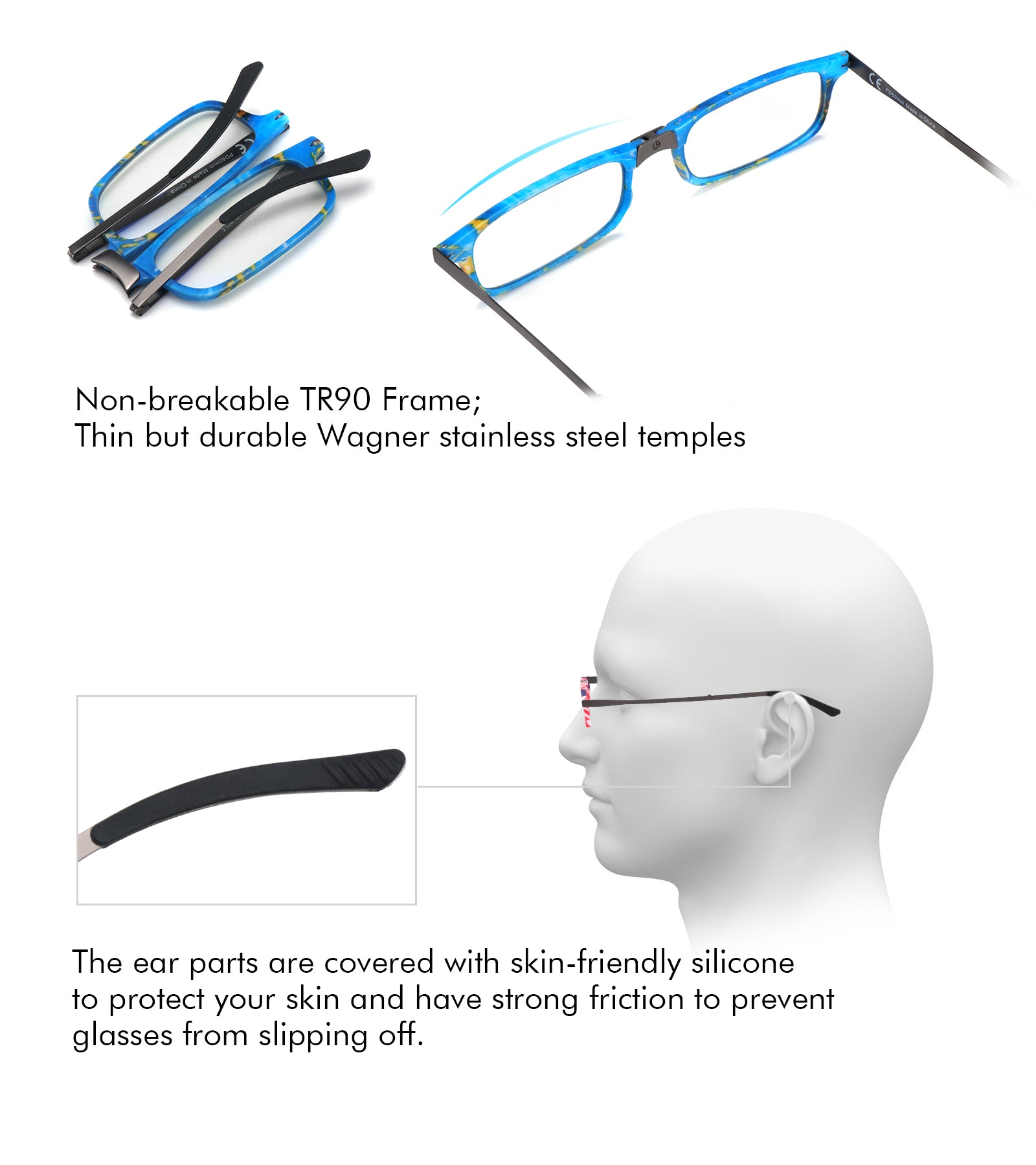 Cassia Folding Reader lightweight tr90 frame comfortable pocket thin glasses 2216
