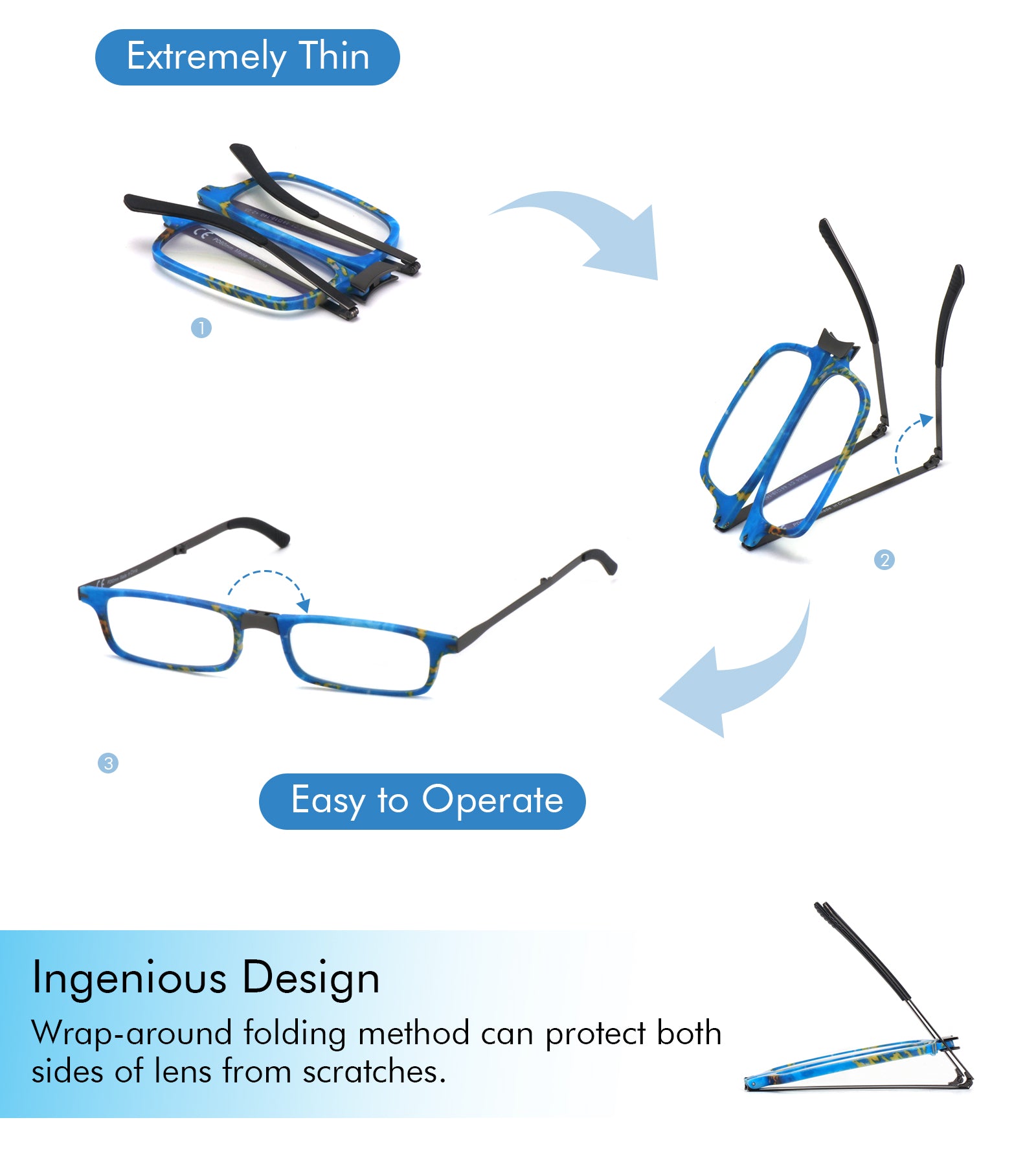 Cassia Folding Reader lightweight tr90 frame comfortable thin glasses 2216