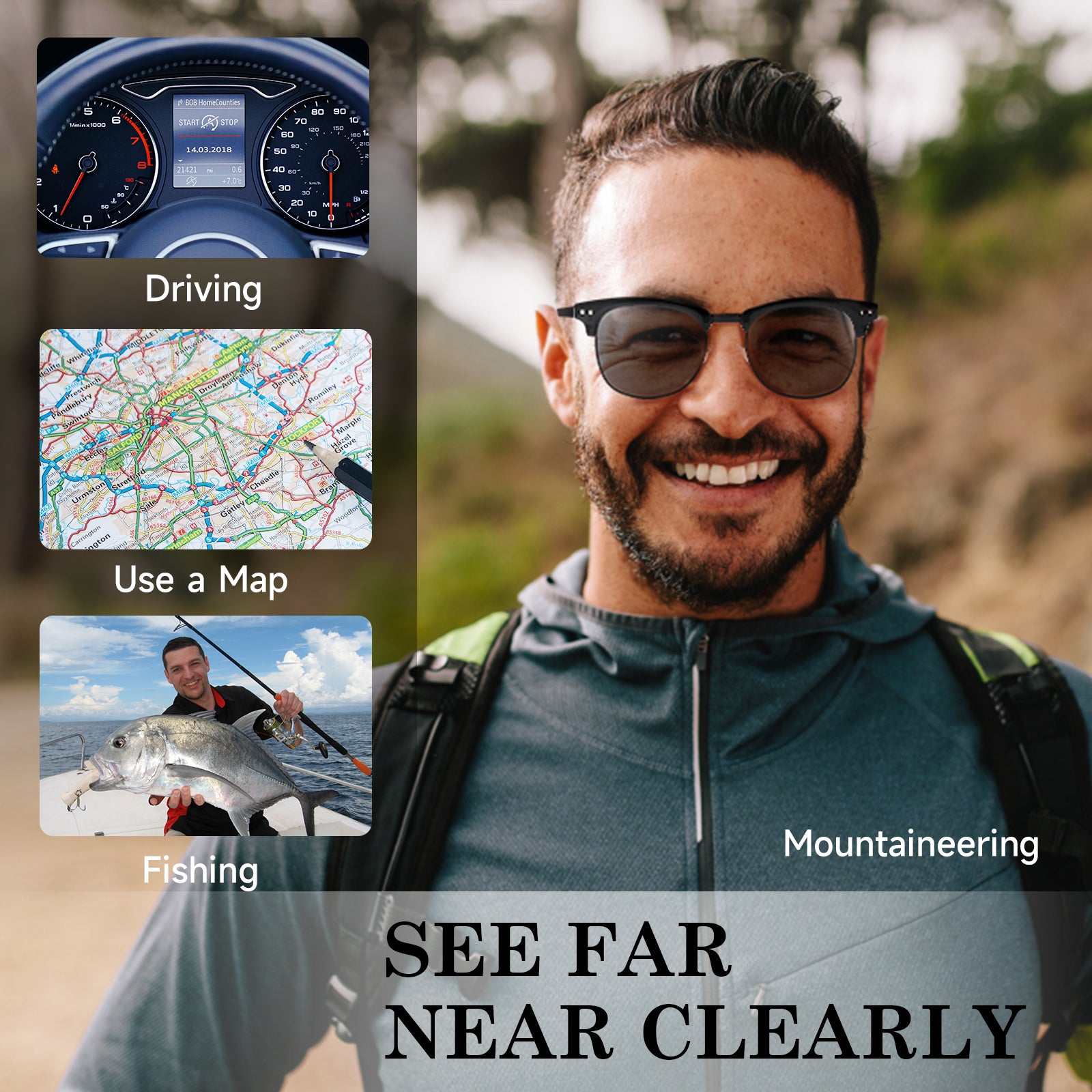 Henry Photochromic Bifocal Reader black driving fishing use a map skyoak 2209