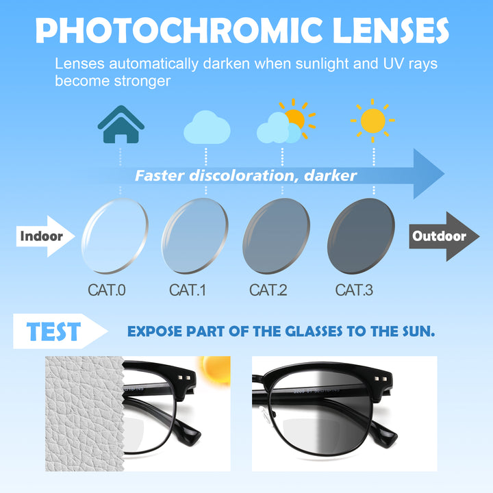 Henry Photochromic Bifocal Reader black frame skyoak 2209