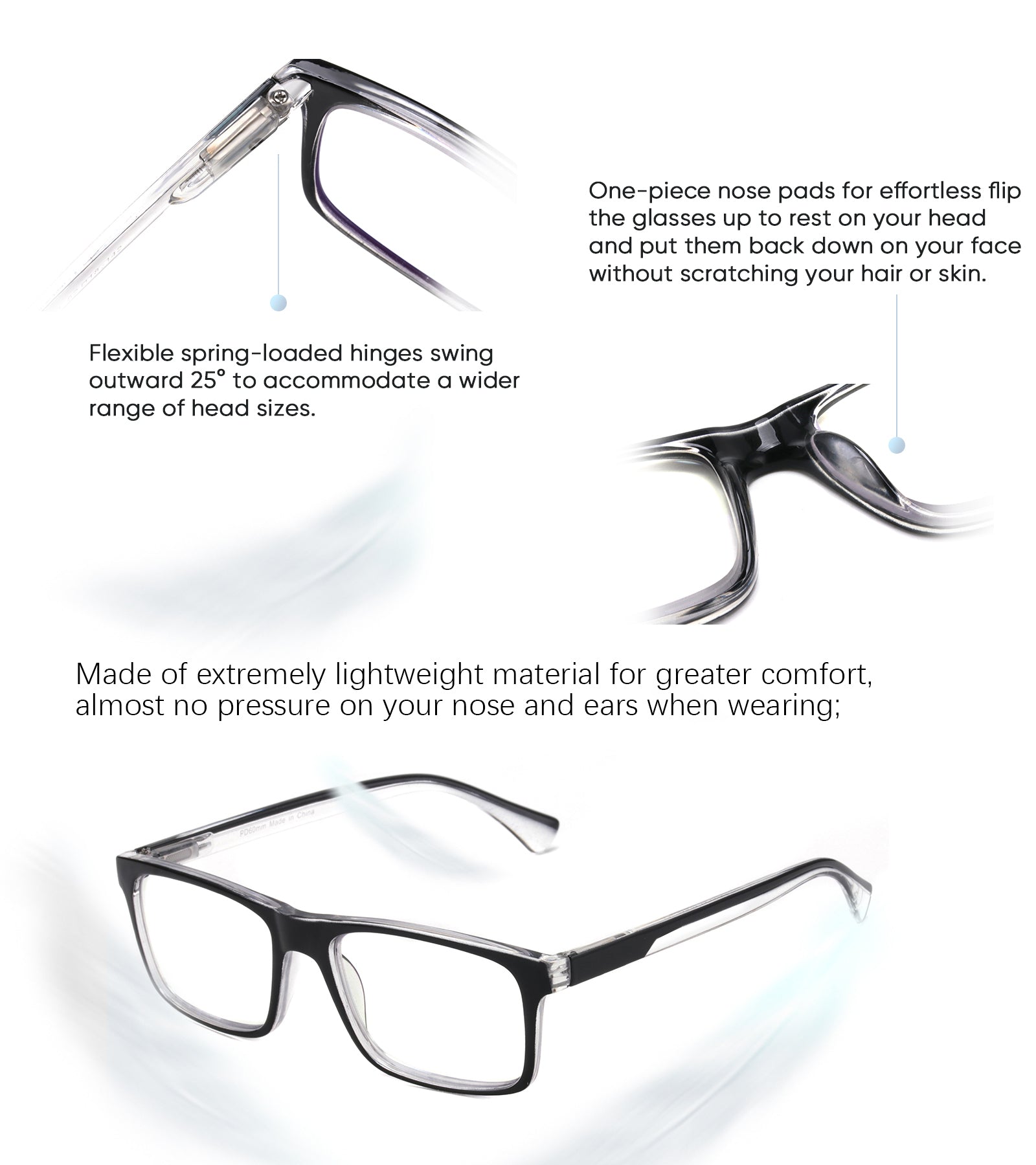 Multifocus Progressive Reading Glasses  men blue light blocking 2304