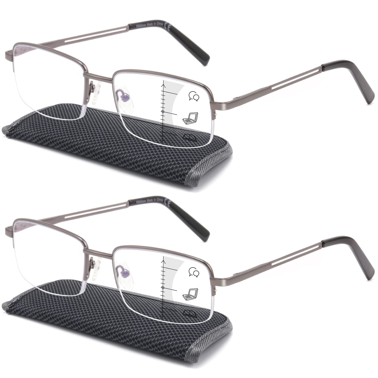 Premium 2-Pack Progressive Reading Glasses for Men 5207