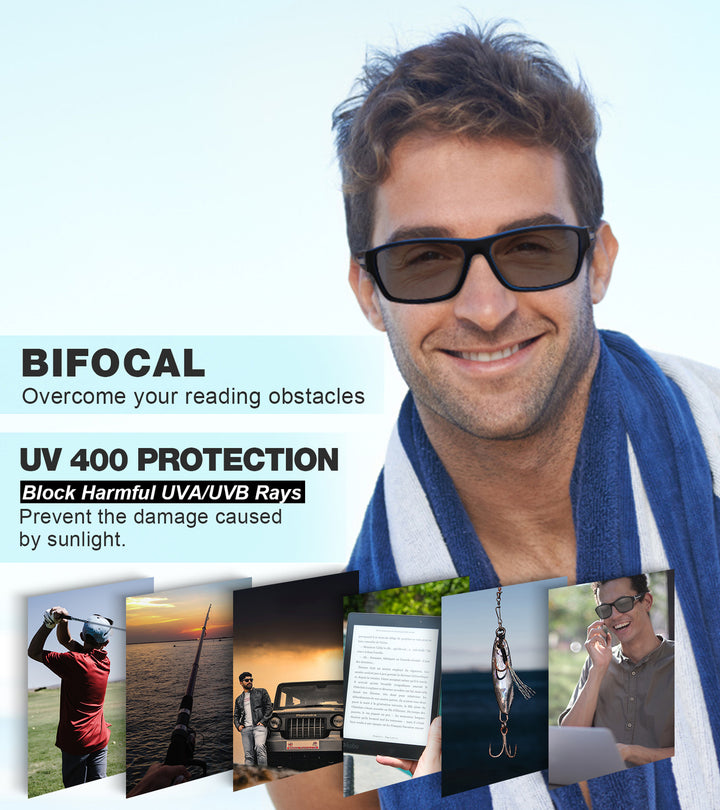 Wrap-Around Bifocal sunglasses with UV400 Outdoor Protection A621