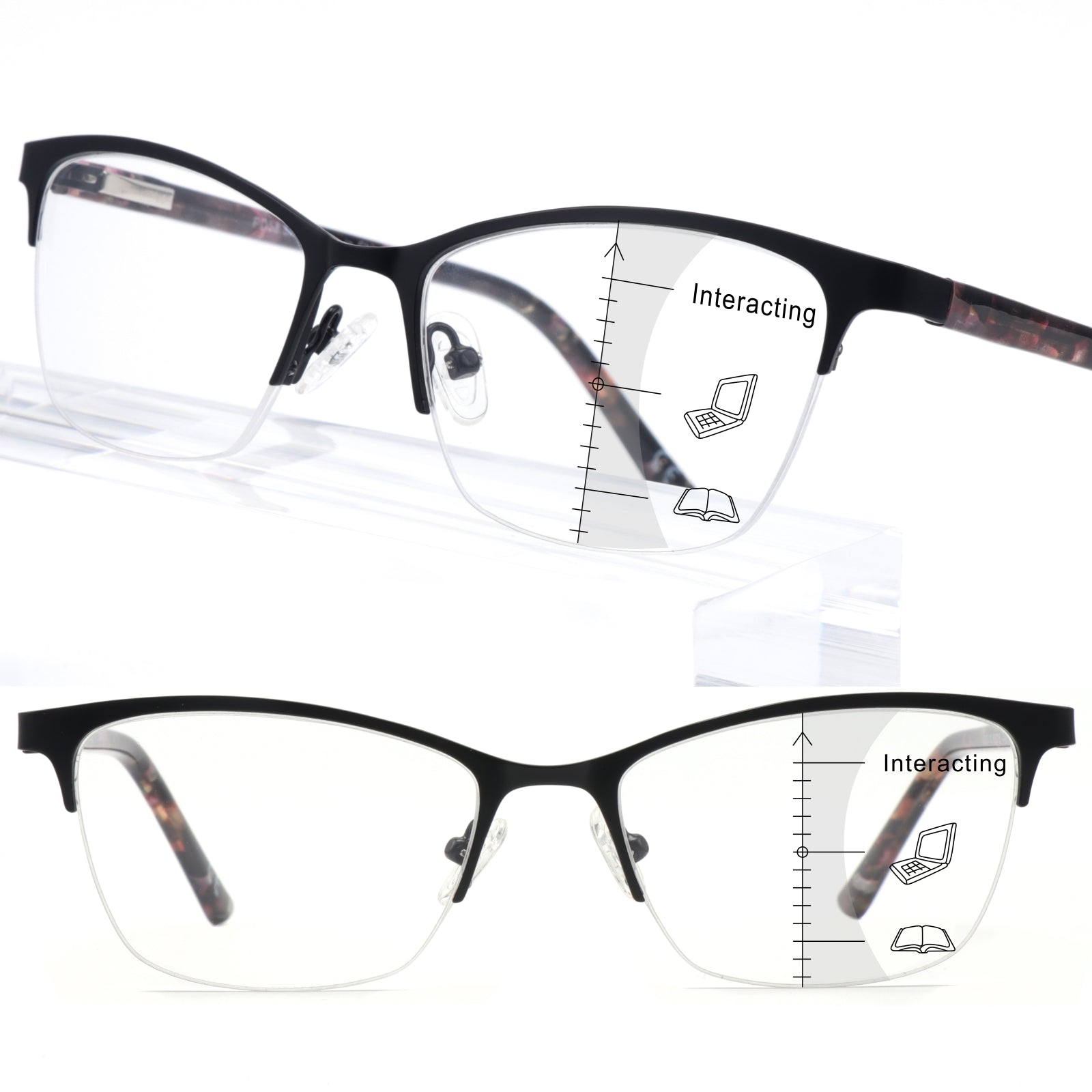progressive reading glasses for women interacting black 5203
