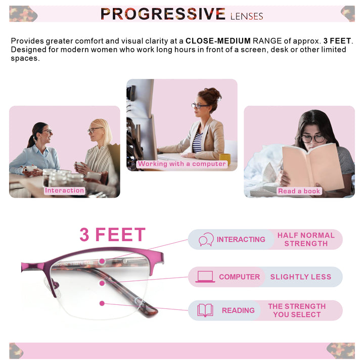 progressive reading glasses for women purple workspace 5203