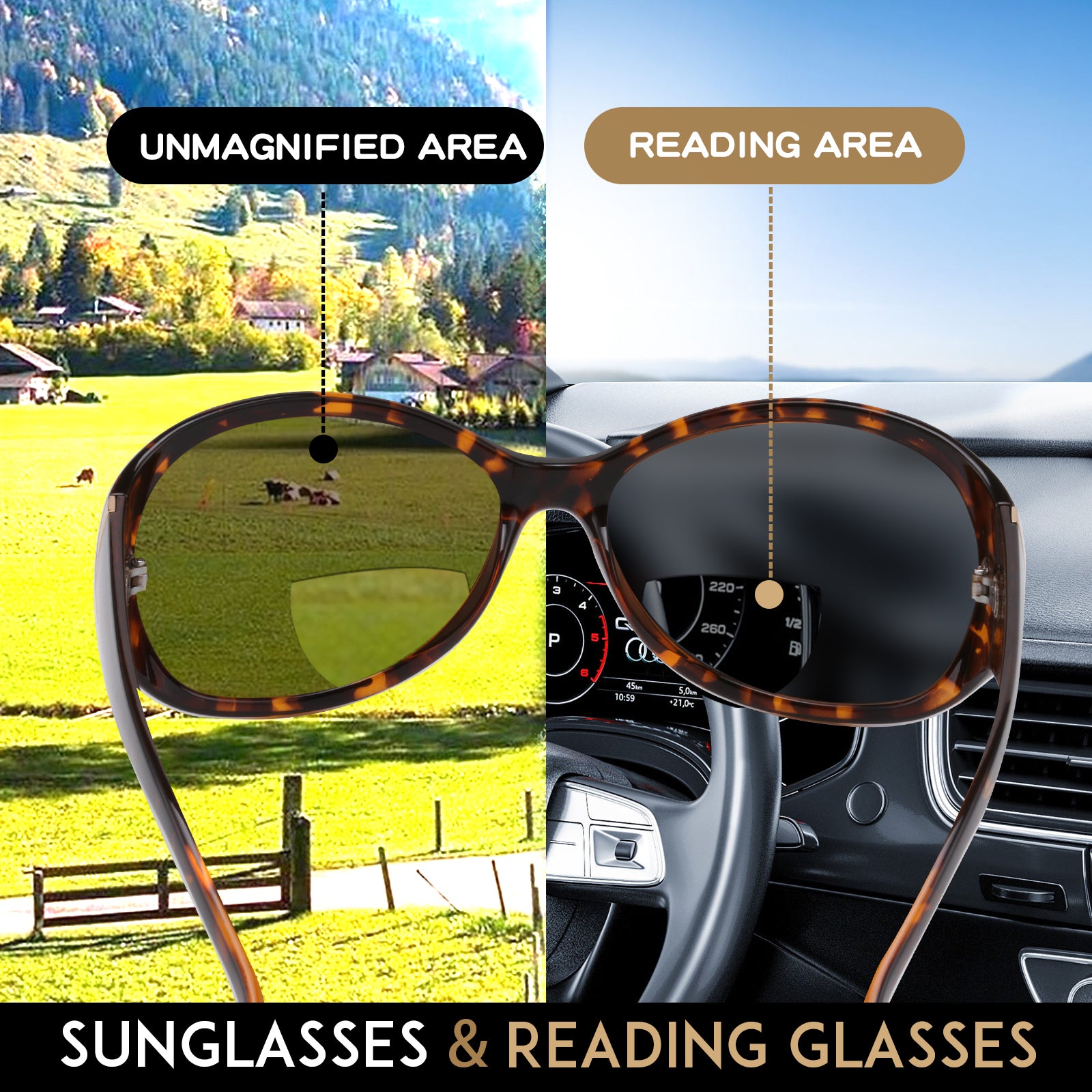 Polarized sunglasses with readers deals built in