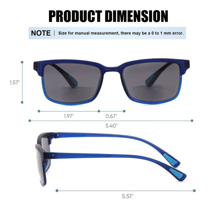 2 Pack Premium Bifocal Reading Sunglasses for Men, Flexible