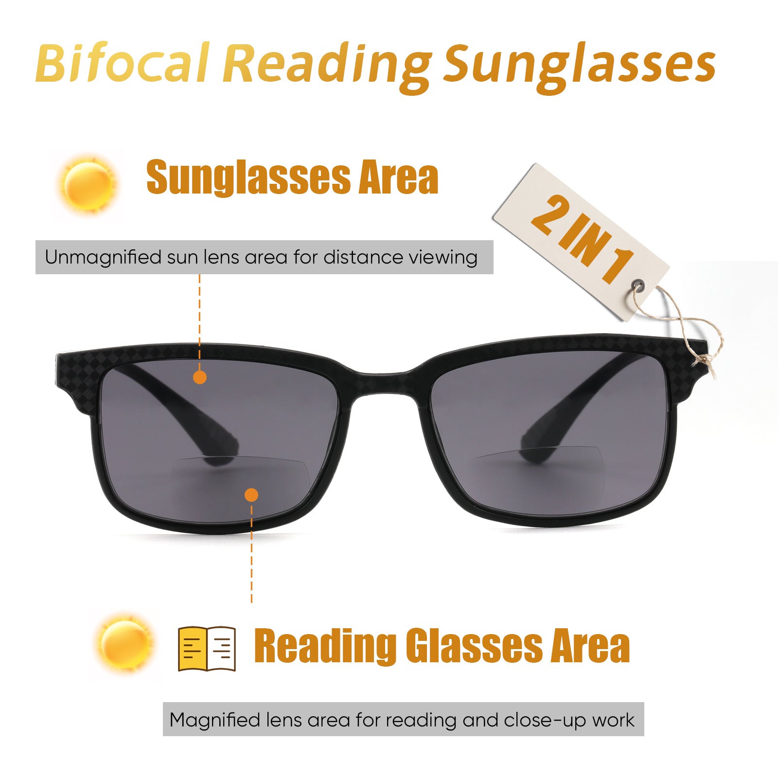 Atlanta Bifocal Reading Sunglasses bifocal readers for computer driving outdoor distance near range skyoak B2014