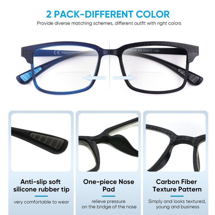 Liverpool Bifocal Reader 2 pack blue light filter computer lightweight anti-slip clear vision B2014