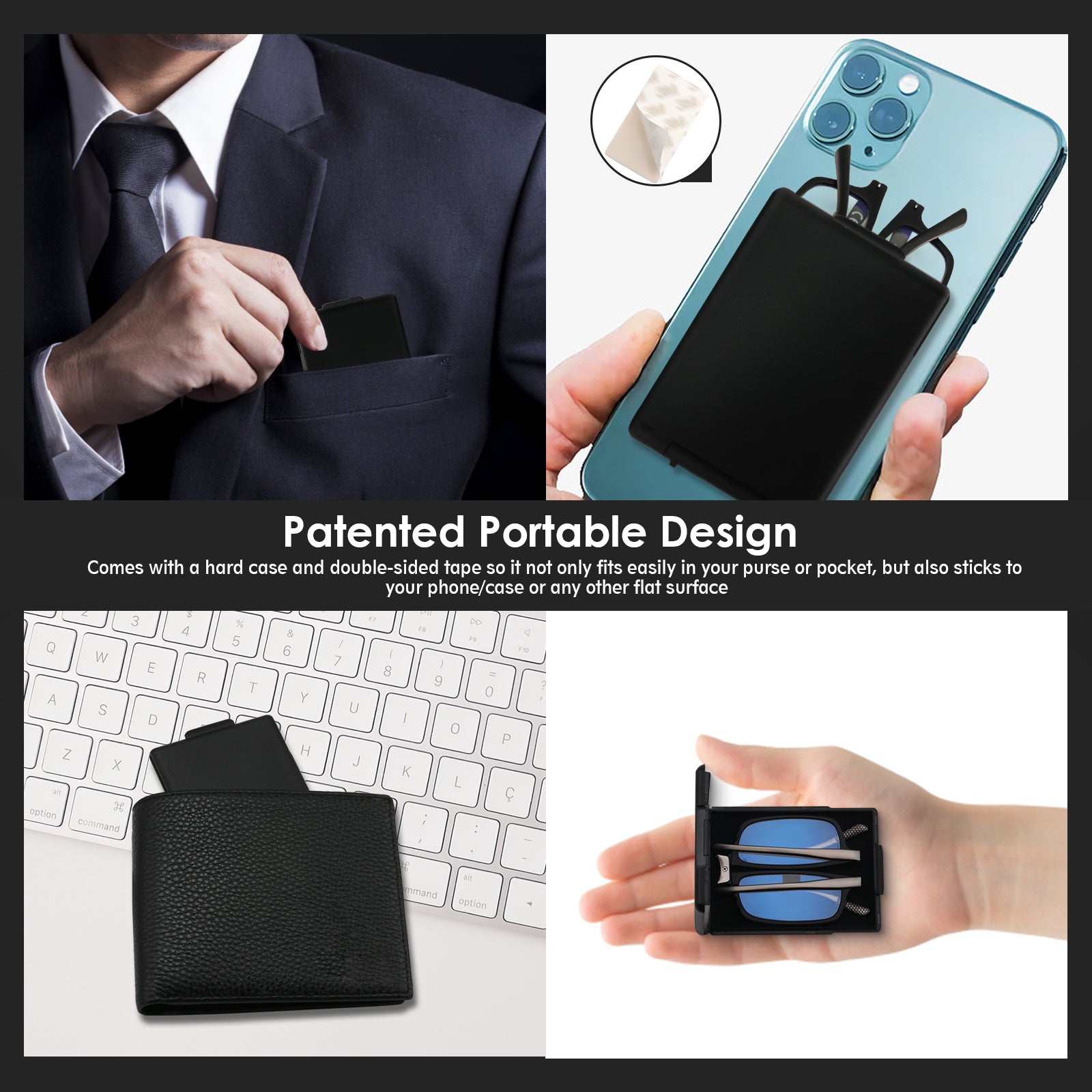 folding reading glasses black for men in your purse or pocket 2204