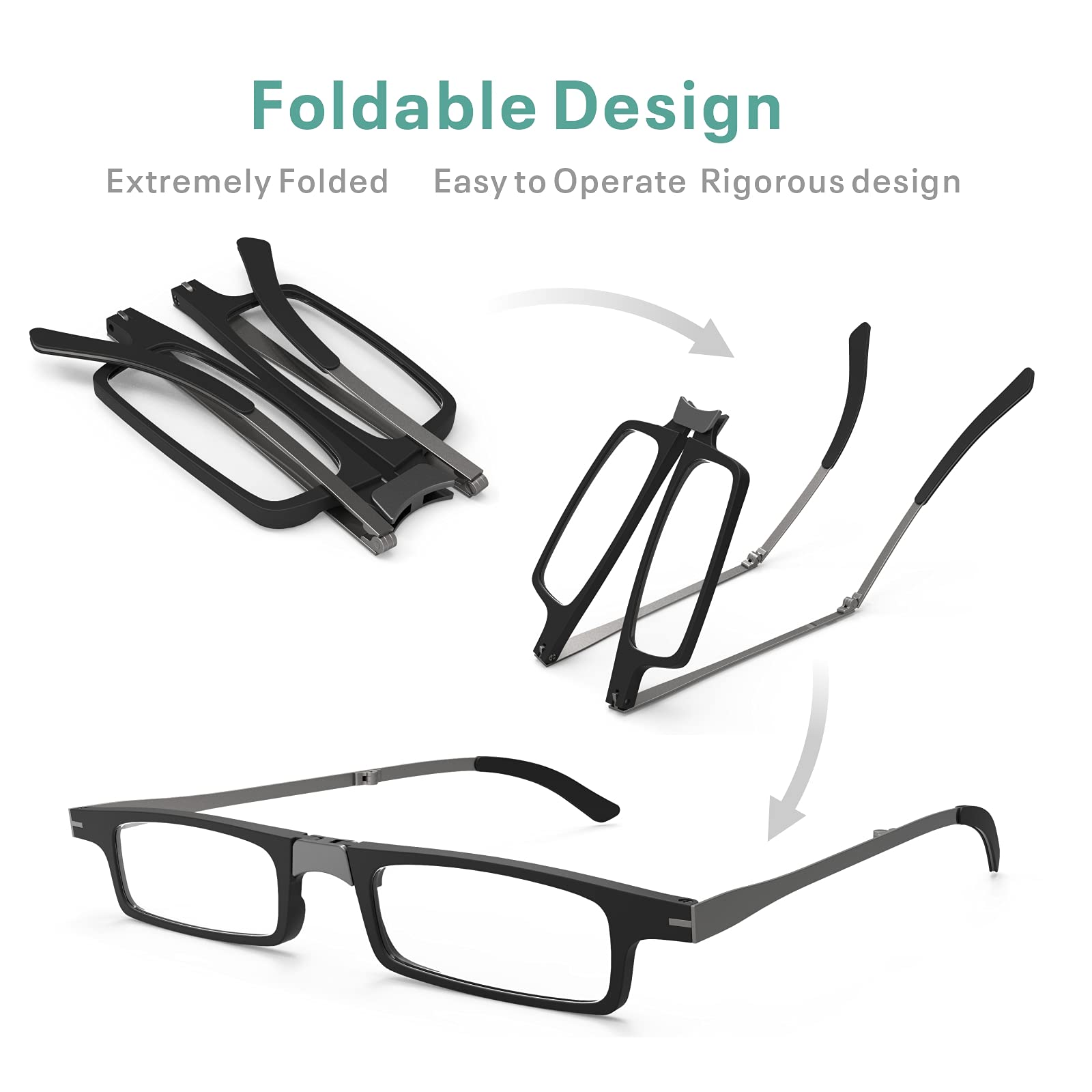 folding reading glasses lightweight black 2104