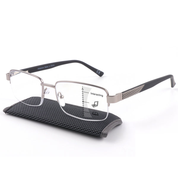progressive multifocal reader metal half frame with spring hinges interact work office 5101